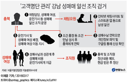 <그래픽> '고객명단 관리' 강남 성매매 알선 조직 검거