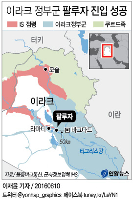 <그래픽> 이라크 정부군 팔루자 진입 성공