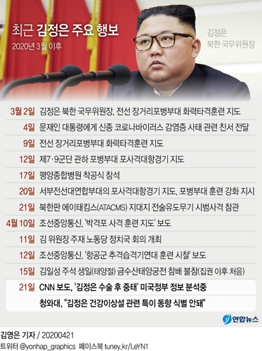 정부, '김정은 건강이상설'에 "사실 아냐…특이동향 없다"(종합) - 2