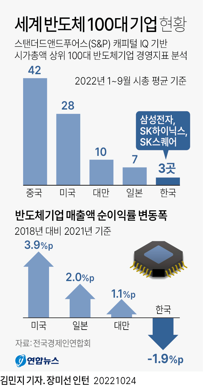 그래픽 세계 반도체 100대 기업 현황 연합뉴스