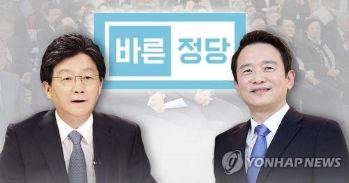 Rep. Yoo Seong-min (L) and Gyeonggi Gov. Nam Kyung-pil of the Bareun Party (Yonhap)