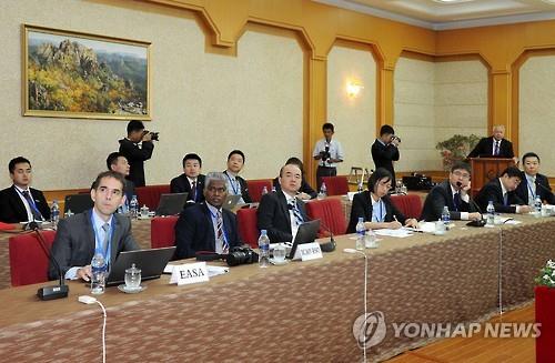 North Korea's Korean Central News Agency reported on June 16, 2016, that Pyongyang hosted a two-day meeting of the International Civil Aviation Organization (ICAO)'s North Asia regional committee that closed on the same day. The agency, which released this photo, said the meeting reviewed the activities of the 2015-2016 development program and discussed boosting regional cooperation. (For Use Only in the Republic of Korea. No Redistribution) (Yonhap)