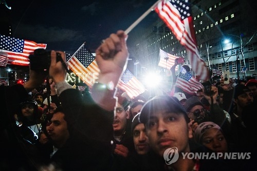 뉴욕 거주 예멘인들의 '반이민 행정명령' 항의시위