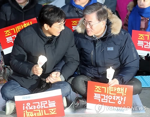 "촛불 이완 없다"…광화문으로 나온 野대선주자들, 탄핵 힘싣기(종합) - 1