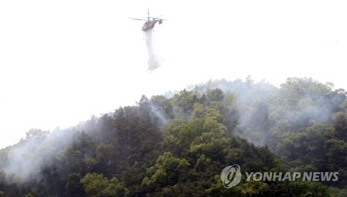청주 우암산 산불 진화…시유림 0.1㏊ 태워(종합) - 1
