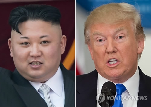 북한 김정은 노동당 위원장과 도널드 트럼프 미국 대통령