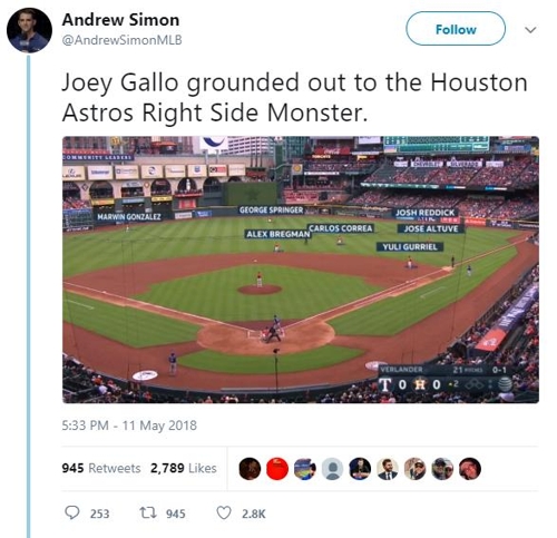 MLB닷컴 분석가 사이먼의 트위터