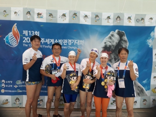 메달 획득한 광주 북부의용소방대원들
