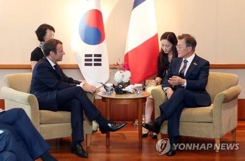 회담하는 한-프랑스 정상