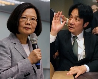 차이잉원 총통(왼쪽)과 라이칭더 전 원장(오른쪽)