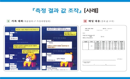 측정 결과 조작 카톡 내용