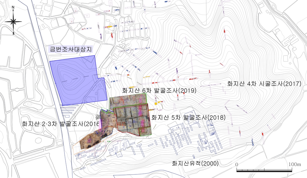부여 화지산 유적 발굴조사 지점