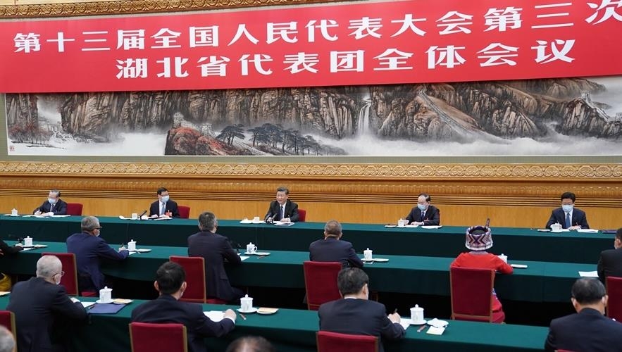 후베이성 대표단 만난 시진핑 중국 국가 주석