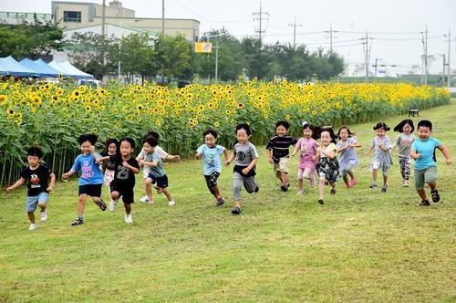 제천 모산비행장에서 뛰어노는 아이들(자료사진) 