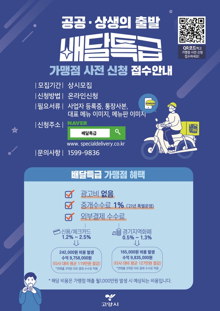 고양시, 경기 공공배달앱 '배달특급' 가맹점 모집