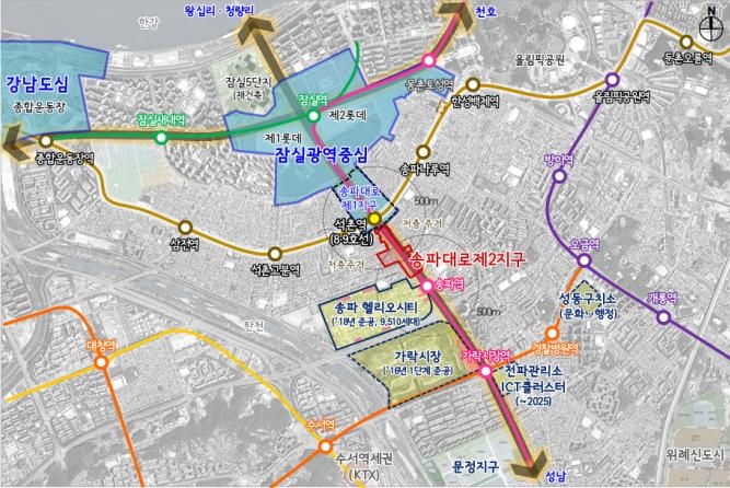 송파대로 제2지구 지구단위계획구역 위치도
