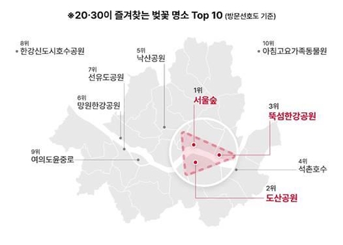 20·30대 벚꽃 명소는 서울숲·도산공원·뚝섬