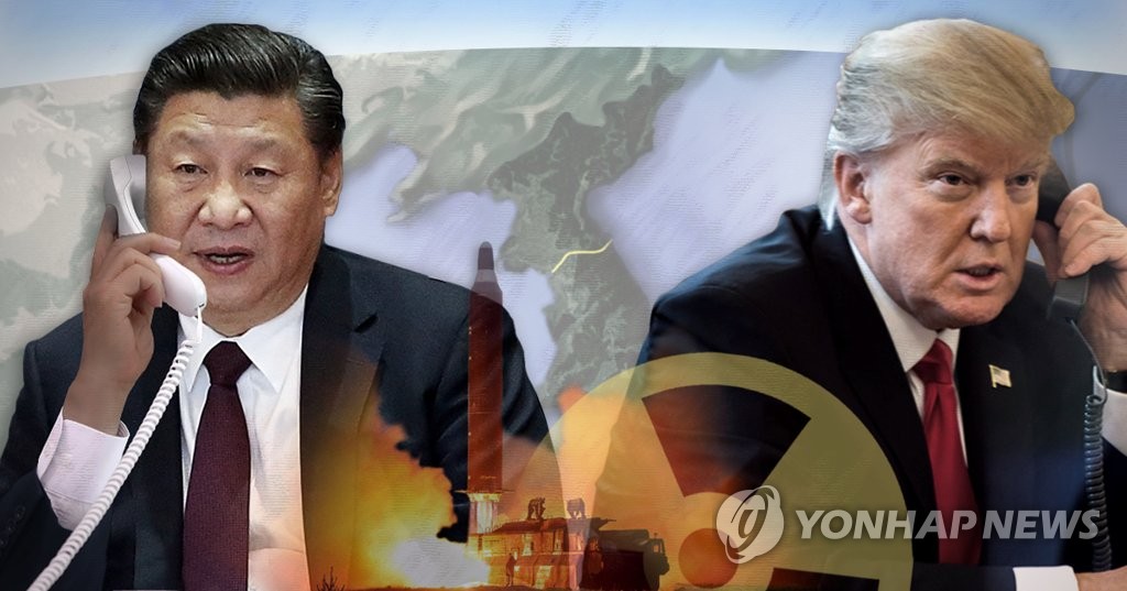 시진핑·트럼프 전화통화 한반도 문제 논의 (PG)