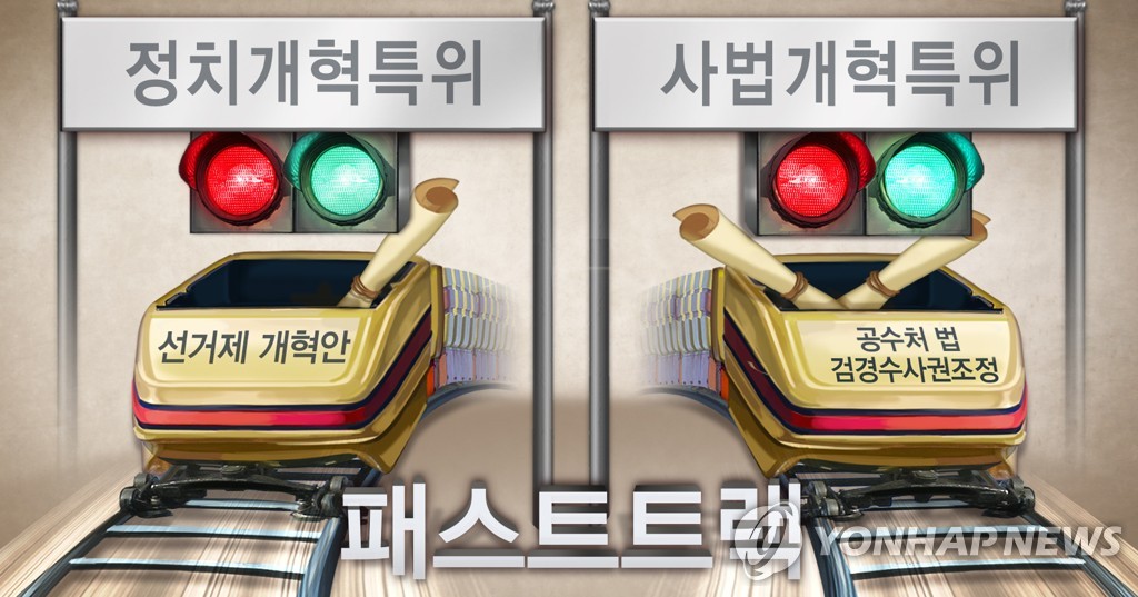'선거법ㆍ공수처ㆍ검경수사권 조정' 패스트트랙 (PG)