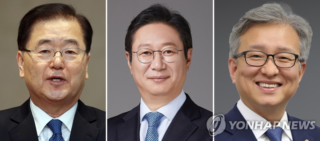 (왼쪽부터) 정의용 외교부 장관, 황희 문화체육관광부 장관, 권칠승 중소벤처기업부 장관에 권칠승