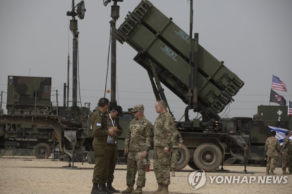 이스라엘에서 열린 미·이스라엘군 합동훈련에 동원된 패트리엇 미사일방어시스템