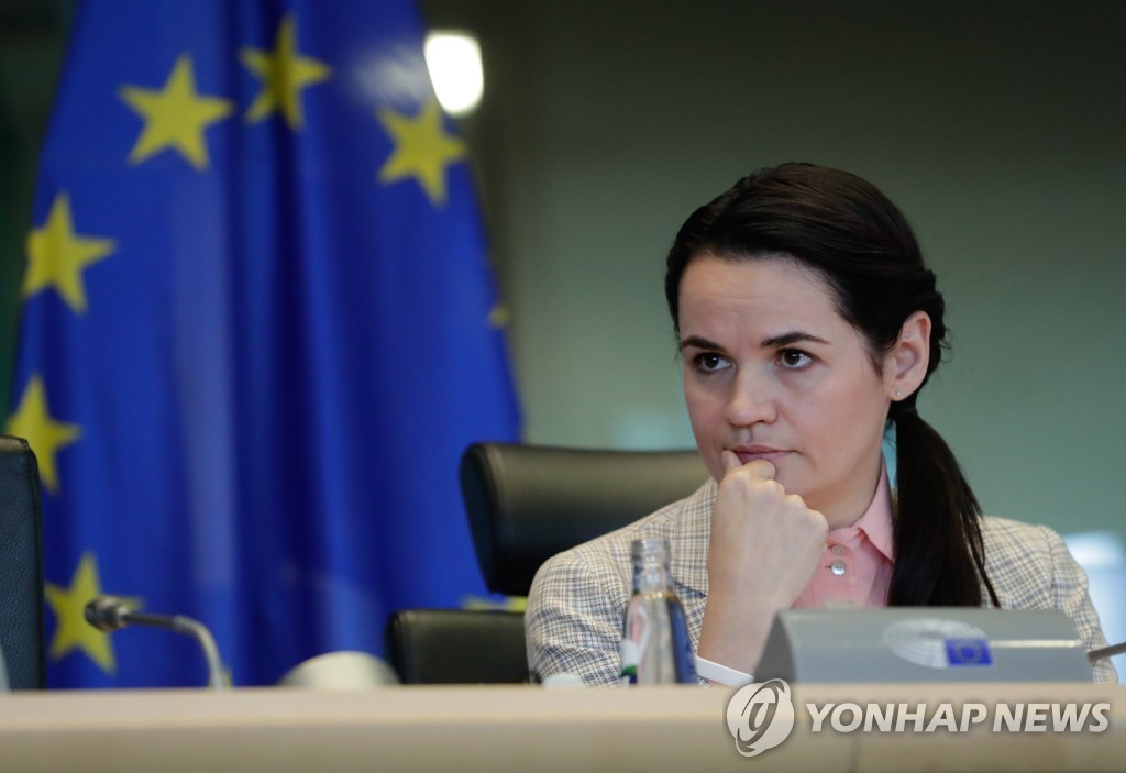 BELGIUM EU BELARUS OPPOSITION TSIKHANOUSKAYA