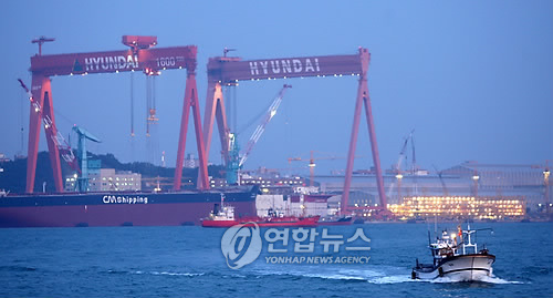 고래바다여행선에서 본 현대중공업의 야경