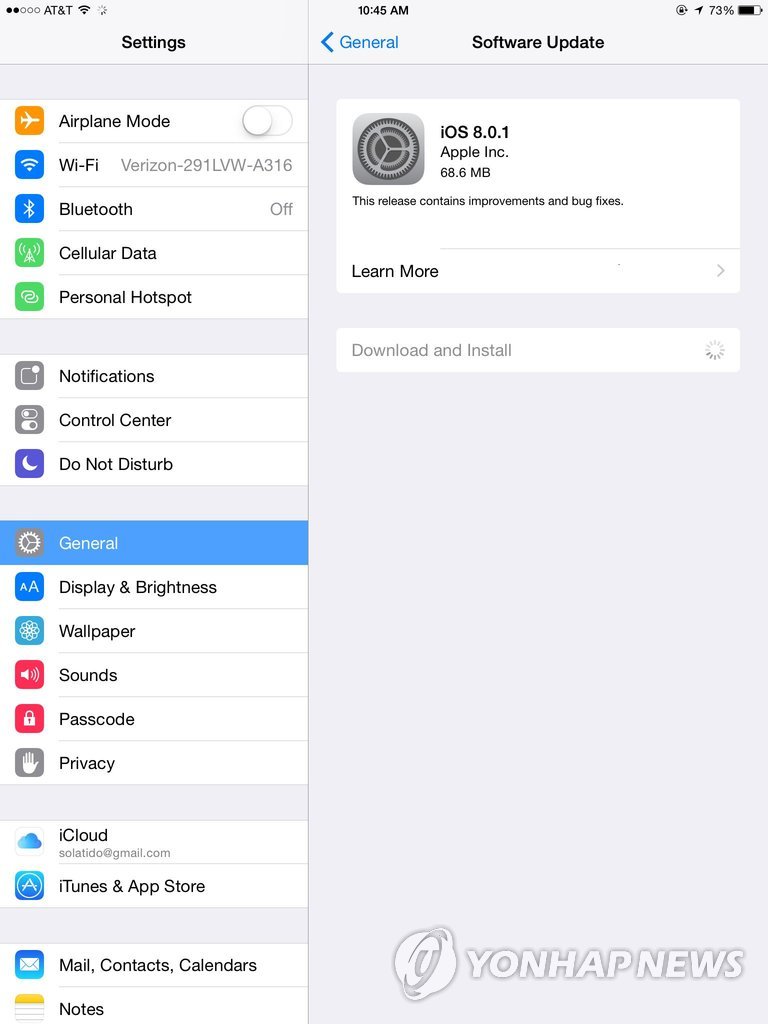애플 iOS 8.0.1 업데이트, 버그로 1시간여만에 중단