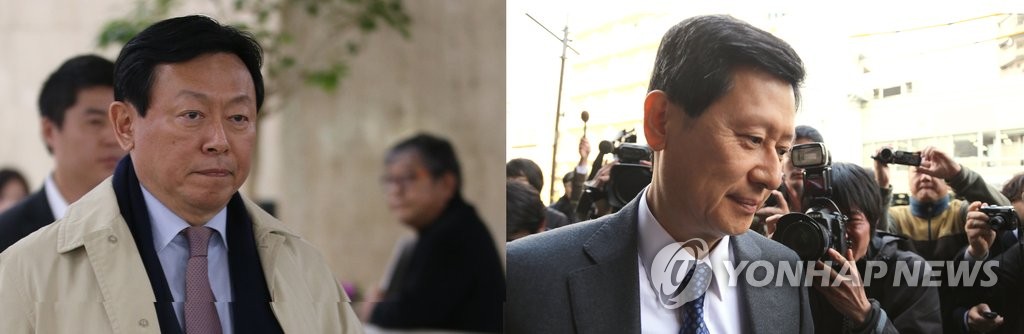 신동빈 롯데 회장 (왼쪽)과 신동주 전 일본 롯데 홀딩스 부회장