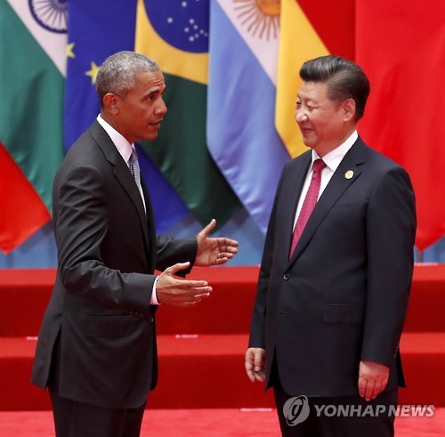 지난 9월 중국 G20정상회의 때의 버락 오바마(왼쪽) 대통령과 시진핑 중국 국가주석