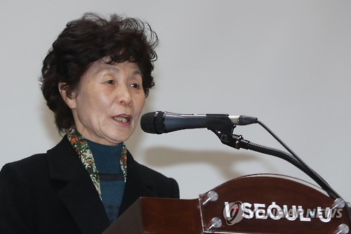 기념사하는 용산참사 유가족