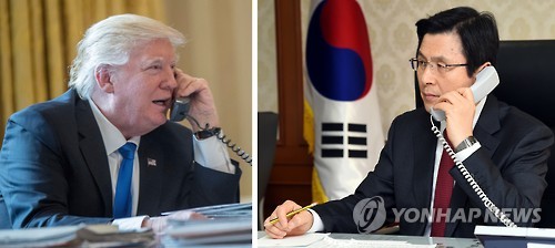 황교안 대통령 권한대행(오른쪽)과 도널드 트럼프 미국 대통령