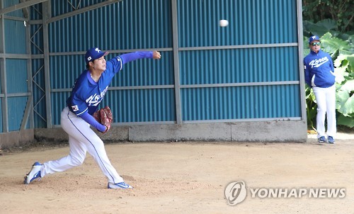 장원준 훈련 첫날 불펜피칭