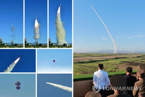 김정은, 신형 지대공 요격무기체계 시험사격 참관