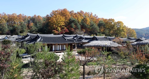 가을에 둘러싸인 무섬마을