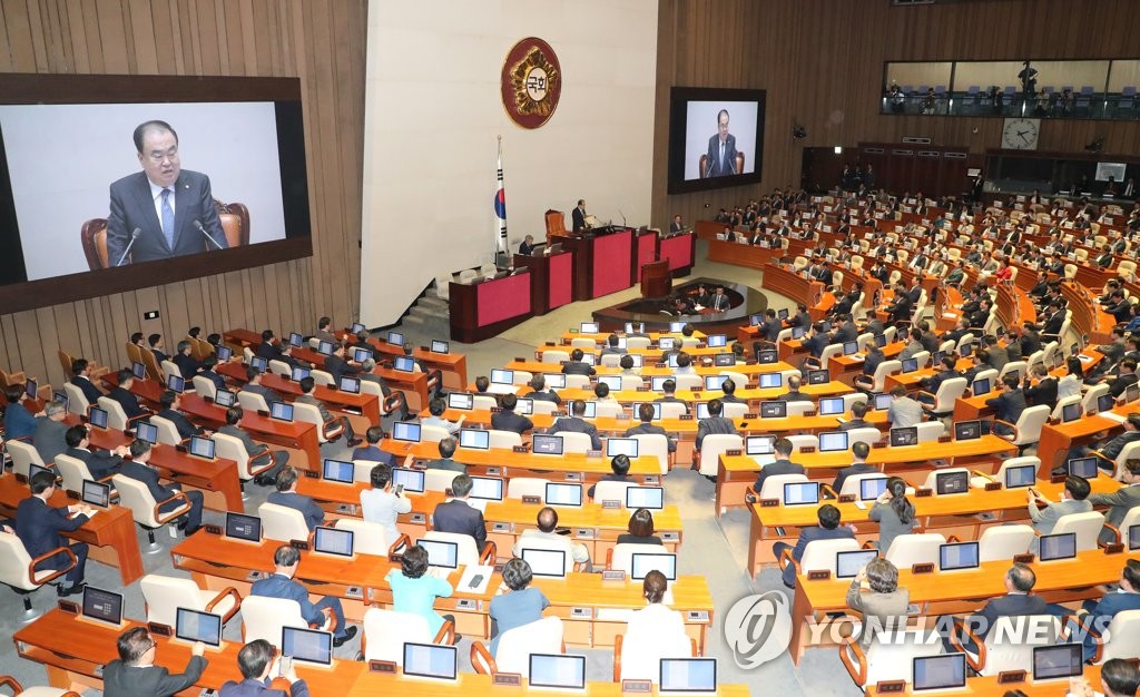 The National Assembly holds a plenary session on Sept. 2, 2019, as it kicks off a regular parliamentary session. (Yonhap)