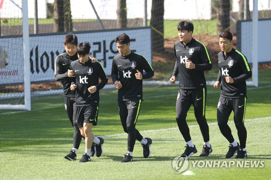 회복훈련하는 축구대표팀 선수들