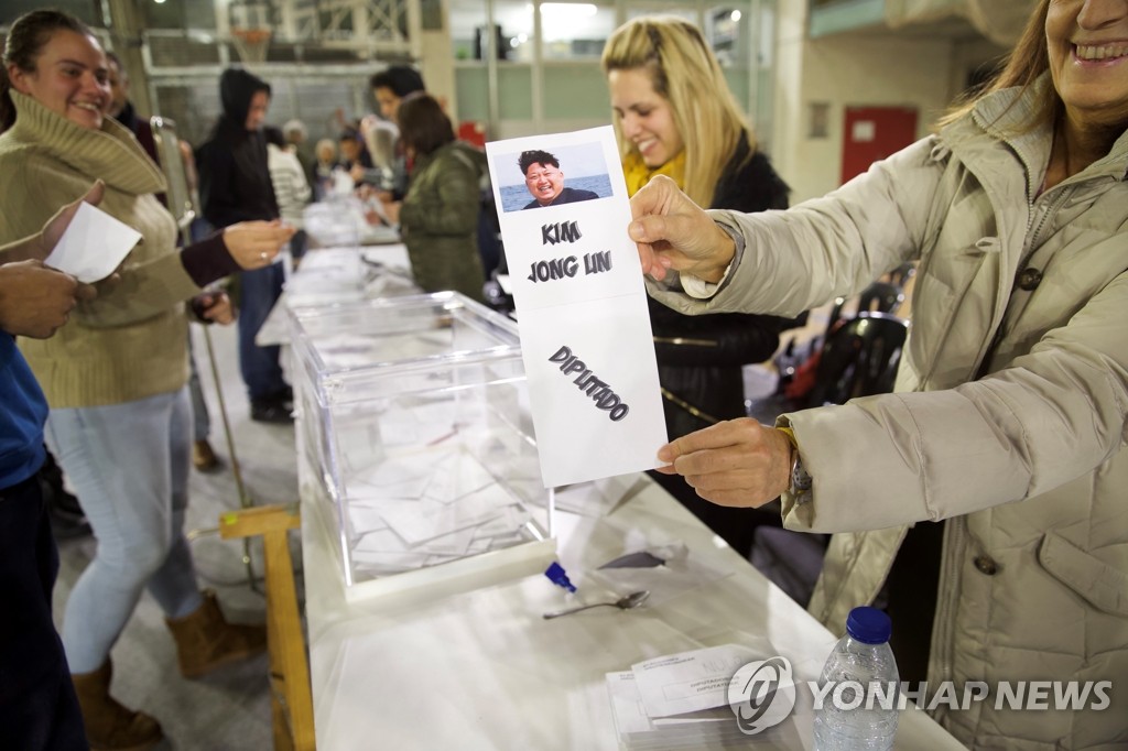 스페인 총선 투표지에 등장한 북한 김정은