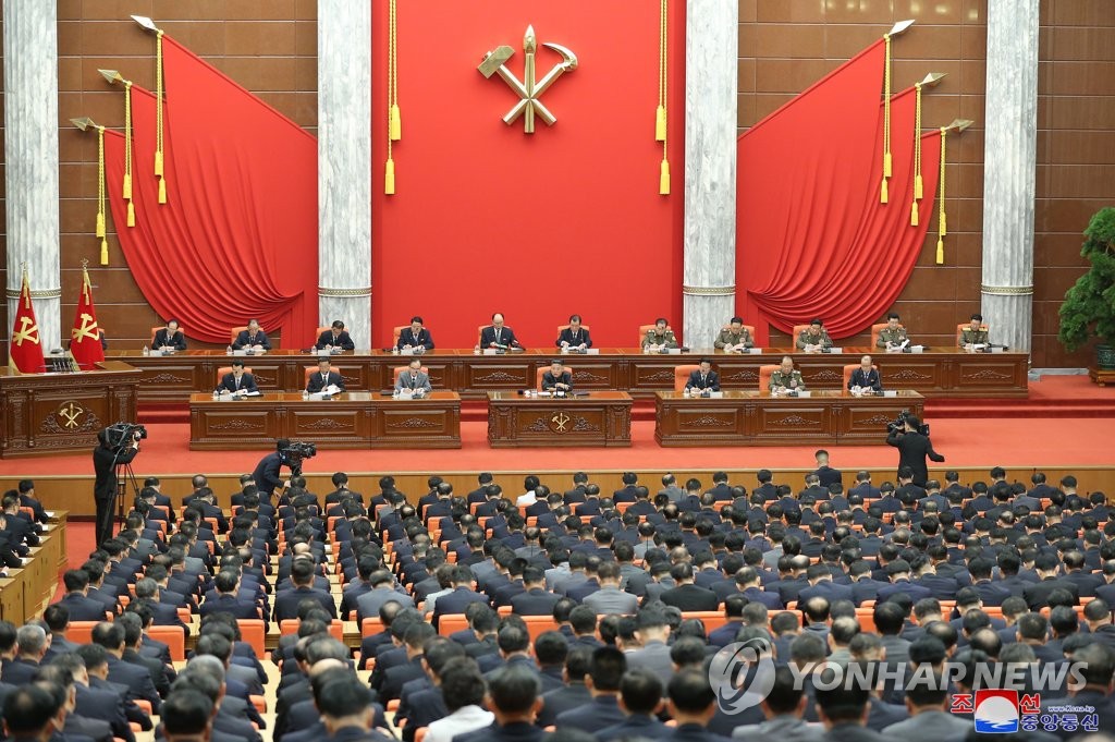 The Workers' Party's politburo meeting takes place in Pyongyang on June 29, 2021, with North Korean leader Kim Jong-un in attendance, in this photo provided by the Korean Central News Agency (KCNA). "By neglecting important decisions of the party in its national emergency antivirus fight in preparations for a global health crisis, officials in charge have caused a grave incident that poses a huge crisis to the safety of the nation and its people," Kim was quoted as saying by the KCNA. (For Use Only in the Republic of Korea. No Redistribution) (Yonhap)