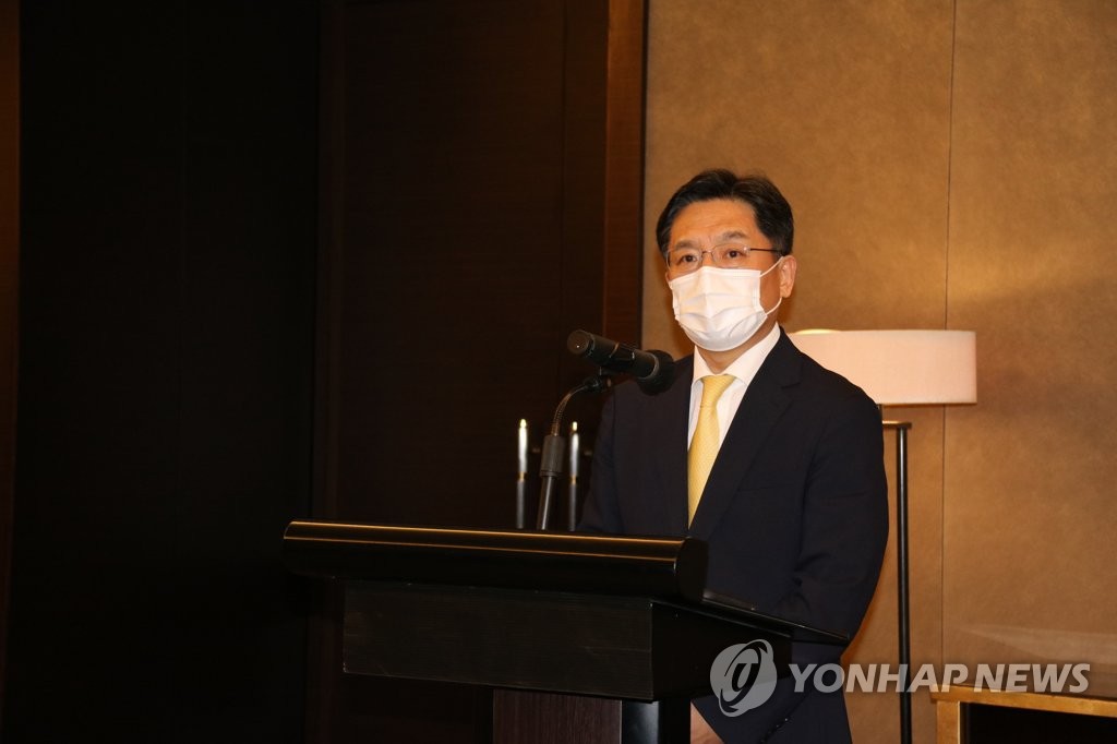 Seoul's top nuclear negotiator, Noh Kyu-duk, speaks during a meeting with reporters in Jakarta, in this file photo taken on Sept. 30, 2021. (Yonhap)