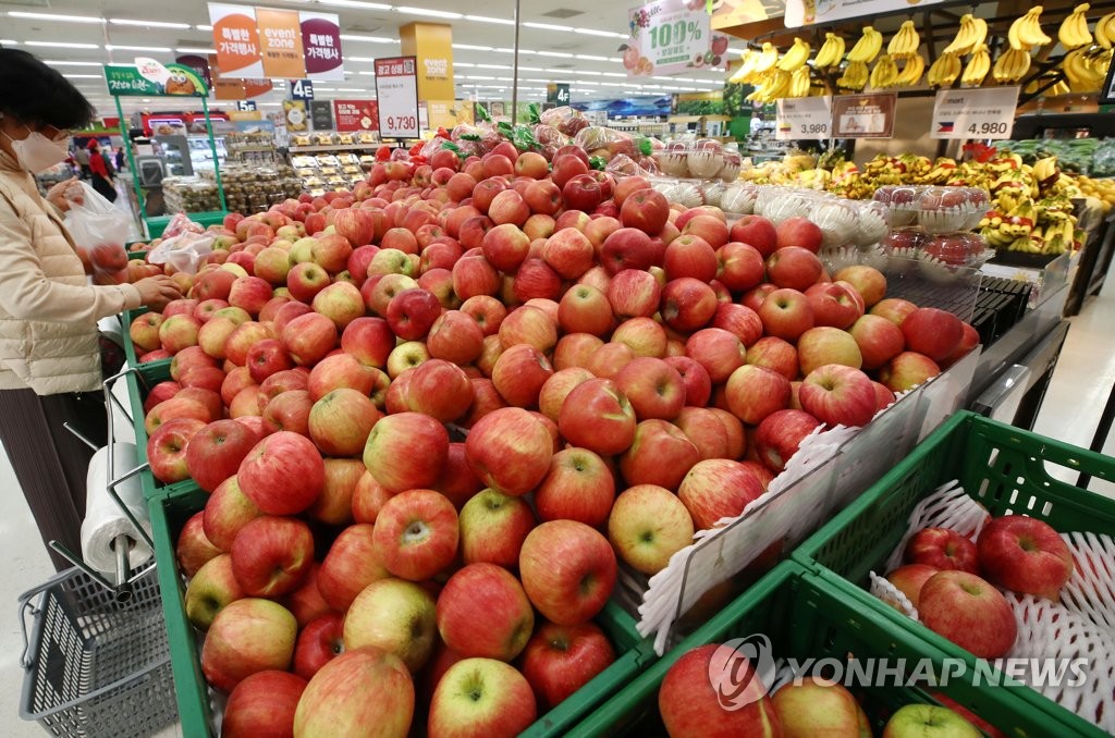 지난 19일 서울 한 대형마트에서 과일을 고르고 있는 한 시민