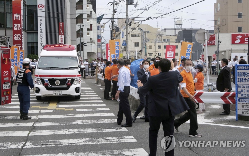 아베 전 일본 총리 저격 직후의 현장