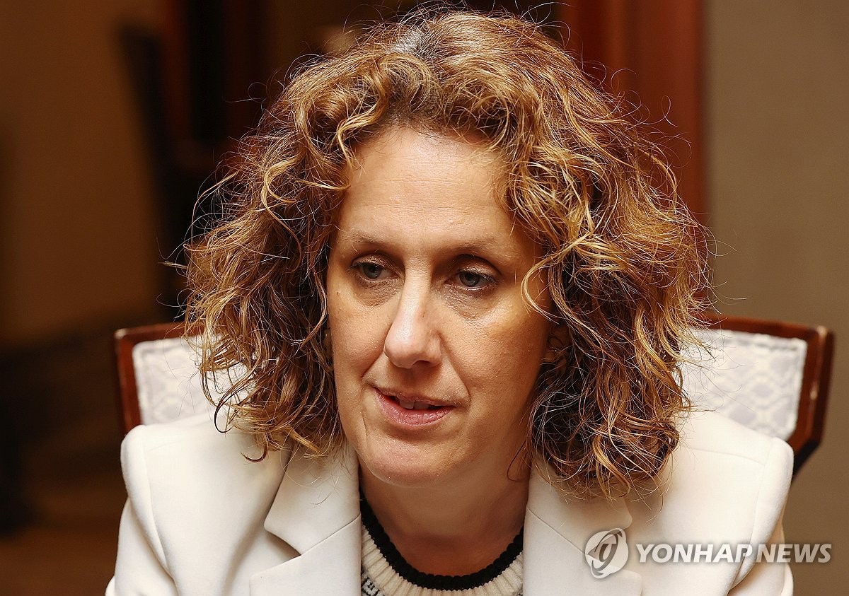 Helen Clarkson, who heads the London-based Climate Group, speaks during an interview with Yonhap News Agency in Seoul on May 21, 2024. (Yonhap)