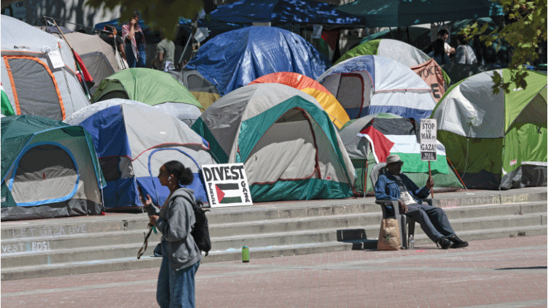 '텐트 농성'…美 컬럼비아 시위학생들, 교내건물 점거