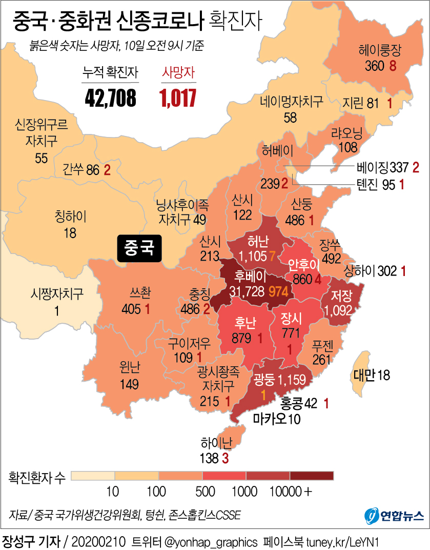 [그래픽] 중국·중화권 신종코로나 확진자