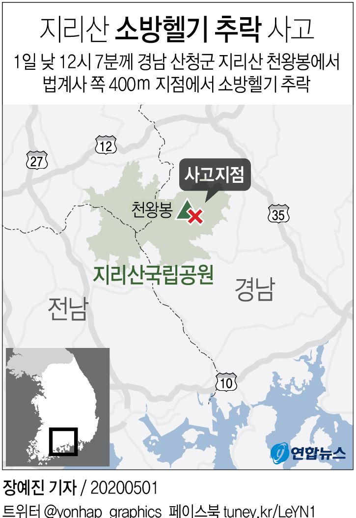 [그래픽] 지리산 소방헬기 추락 사고