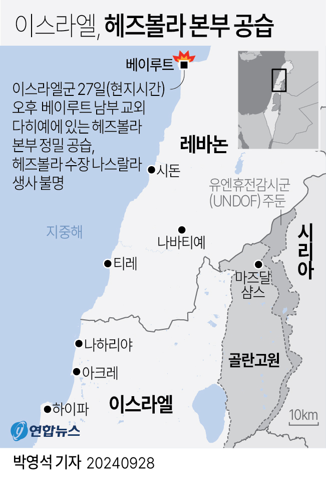 [그래픽] 이스라엘, 헤즈볼라 본부 공습