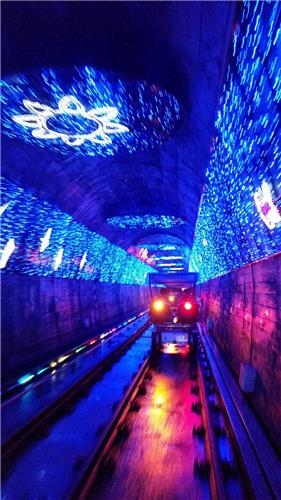 This photo shows the inside of a tunnel on the Ocean Rail Bike ride in Samcheok on Aug. 23, 2016. (Yonhap)