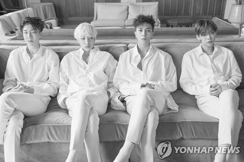 This promotional image provided by YG Entertainment shows WINNER, which on April 4, 2017, made a comeback in 14 months with EP album "Fate Number For." (Yonhap) 
