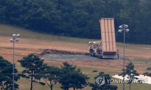 A THAAD interceptor launcher is deployed at a former golf course in Seongju, North Gyeongsang Province, in this undated file photo. (Yonhap)